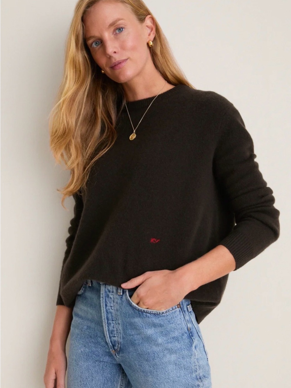 Tuckernuck Espresso Cashmere Boyfriend Bodie Crewneck